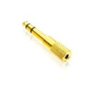 Reducer jack 6,35 mm han til 3,5 mm jack hun til tilslutning af hovedtelefoner og kabler Stereo adapter i guld med ribbet ende 4
