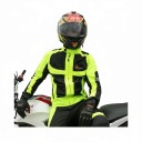 Reflective Motorcycle Jacket Unisex Stand-Up Collar and Zip Pockets Adjustable Sleeves and Waist Polyester and Nylon Neon Yellow and Black 5