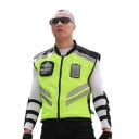 Refleksivä liivi moottoripyöräilyyn ilman hihoja Refleksipinnat ja vetoketju koko pituudelta Polyesteri Neonkeltaisena mustilla osilla 6