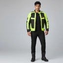 Refleksyjna kurtka motocyklowa Unisex Stojący kołnierz i kieszenie na zamek Regulowane rękawy i pas Poliester i nylon Neonowo żółta i czarna 2