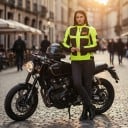 Reflexiós motoros dzseki Unisex Állógallér és cipzáras zsebek Állítható ujjak és derék Poliészter és nylon Neon sárga és fekete Robogóra 10