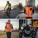 Reflexiós motoros mellény Unisex Ujjatlan Cipzárral és zsebbel a mellkason Poliészter Mellény reflexiós csíkokkal a dzsekire 10