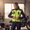 Reflexní vesta na motorku bez rukávů Reflexní pruhy a zip po celé délce Polyester Neonově žlutá s černými díly Oblečení na motorku 10