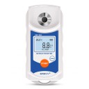 Refrattometro digitale per misurazione dello zucchero 0–38 % Brix con ATC, display LCD, pozzetto di misura in metallo, bianco-blu, per frutta, succhi e bevande 1