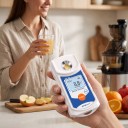 Refrattometro digitale per misurazione dello zucchero 0–38 % Brix con ATC, display LCD, pozzetto di misura in metallo, bianco-blu, per frutta, succhi e bevande 6