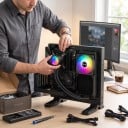 Refroidissement liquide CPU Teucer AIO refroidisseur liquide RGB rétroéclairage Radiateur 120 mm Ventilateur PWM Base en cuivre Pour Intel 6