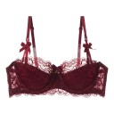 Reggiseno balconette in pizzo per donna con coppe modellate e fiocchi decorativi con motivo floreale e spalline regolabili 8