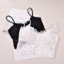 Reggiseno da donna in pizzo stile top Parte in pizzo allungata sotto le coppe Orlo ondulato Spalline sottili Acrilico e poliestere 3