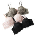 Reggiseno in pizzo da donna con coppe intere e motivo delicato in elastan e poliammide, biancheria intima leggera con spalline per uso quotidiano 7