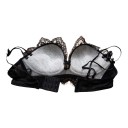 Reggiseno in pizzo da donna con ricamo floreale e fiocco in satin al centro con spalline doppie e fiocchetti con bordo ondulato 10