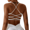 Reggiseno sportivo da donna con spalline sottili incrociate sul retro in poliammide per fitness corsa yoga e allenamento 4