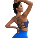 Reggiseno sportivo da donna con spalline sottili incrociate sul retro in poliammide per fitness corsa yoga e allenamento 3