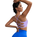 Reggiseno sportivo da donna con spalline sottili incrociate sul retro in poliammide per fitness corsa yoga e allenamento 5