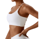 Reggiseno sportivo da donna con spalline sottili incrociate sul retro in poliammide per fitness corsa yoga e allenamento 7