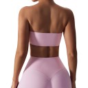 Reggiseno sportivo da donna senza spalline in stile bandeau con bordo superiore dritto e superficie liscia senza chiusura per yoga 15