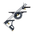 Règle de mesure en acier inoxydable 300 mm avec niveau à bulle 3 en 1 Rapporteur Équerre Règle combinée 33,5x14x1,8 cm 2