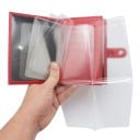 Reisdocumentenhoes van PU-leer Set van doorzichtige folie zakken Vakken voor kaarten Lus met drukknop Afmetingen 14,2 x 10 cm 5