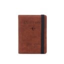 Reisdocumenthoes van PU leer Sluiting met elastische band Geperst opschrift Passport en vliegtuigmotief Matte oppervlak Afmeting 14 x 11 x 4