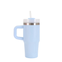 Reise-Thermoskanne mit Griff und Deckel mit abnehmbarem Strohhalm 410 ml Edelstahl Thermobecher für Auto für Kaffee Tee und kalte Getränke 7