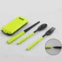 Reisebesteck mit Stäbchen und Etui Zerlegbare Gabel, Löffel und Essstäbchen aus Kunststoff Kompaktes Etui Für Ausflüge und Picknicks 12