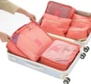Reiseorganizer für den Koffer 6 Stück Drei Boxen für Kleidung und drei flache Taschen für Schuhe und Wäsche Nylon mit Netz Reißverschluss 8