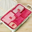 Reisorganizers voor koffer 6 stuks Drie dozen voor kleding en drie platte tassen voor schoenen en was Nylon met gaas Rits en handvat 1