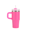Reisthermosfles met handvat en deksel met afneembare rietje 410 ml roestvrij staal thermobeker voor in de auto voor koffie thee en koude 5