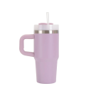 Reisthermosfles met handvat en deksel met afneembare rietje 410 ml roestvrij staal thermobeker voor in de auto voor koffie thee en koude dranken 10