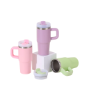 Reisthermosfles met handvat en deksel met afneembare rietje 410 ml roestvrij staal thermobeker voor in de auto voor koffie thee en koude 13