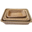 Rektangulär korg 30 × 20 × 7 cm imitation PP rotting plast brun serveringsfat för bröd, frukt och organisering 2