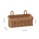 Rektangulär korg 7,5 × 21,5 × 8,5 × 9,5 cm imitation PP rotting plast brun väggmonterad förvaringskorg till kök och badrum 6