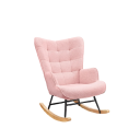 Relaxační houpací křeslo s plyšovým čalouněním a vysokým opěradlem 92x68 cm dřevěné ližiny a kovová konstrukce do ložnice i obývacího pokoje 4