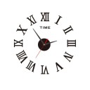 Relógio de parede autocolante com números romanos 40 cm design 3D em acrílico Decoração moderna Efeito espelhado Cor preta Aspeto elegante 5