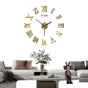 Relógio de parede autocolante com números romanos 40 cm design 3D em acrílico Decoração moderna Efeito espelhado Cor preta Aspeto elegante 4