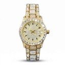 Relógio de quartzo feminino Uniguet Brilhante com pedras e data À prova de água 30 m Diâmetro 34 mm Aço inoxidável Bracelete 6