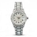 Relógio de quartzo feminino Uniguet Brilhante com pedras e data À prova de água 30 m Diâmetro 34 mm Aço inoxidável Bracelete 1