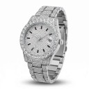 Relógio de quartzo feminino Uniguet Brilhante com pedras e data À prova de água 30 m Diâmetro 34 mm Aço inoxidável Bracelete 4