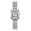 Relógios de senhora de luxo com caixa quadrada 24 x 29 mm Números romanos Movimento de quartzo Aço inoxidável Bracelete articulado 14