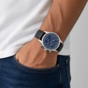Relógios mecânicos de luxo para homem Chronógrafo com fases da Lua e data Tampa transparente Caixa de 41 mm Vidro de safira Aço 316L Bracelete 9