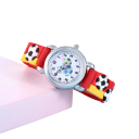Reloj analógico infantil con motivo de balón de fútbol Correa de silicona Esfera colorida Movimiento de cuarzo Reloj para niños y niñas 3