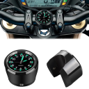 Reloj de manillar de motocicleta cromado resistente al agua, de cuarzo y aluminio, de 22-25 mm, con esfera luminosa y visión nocturna 5