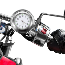 Reloj de manillar de motocicleta cromado resistente al agua, de cuarzo y aluminio, de 22-25 mm, con esfera luminosa y visión nocturna 9