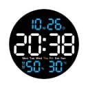 Reloj de pared LED de 25,5 cm con temperatura, humedad, semana y fecha, pantalla de espejo, control remoto, temporizador, atenuación 4