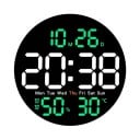 Reloj de pared LED de 25,5 cm con temperatura, humedad, semana y fecha, pantalla de espejo, control remoto, temporizador, atenuación 2