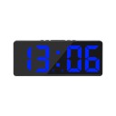Reloj despertador digital con control de voz Pantalla LED de 17 cm Superficie de espejo 5 niveles de brillo Alimentación USB 12/24H Modo 4