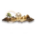 Relojes de pared con luz LED 100 x 35 cm Montañas con árbol y lago Luz blanca cálida Decoración moderna para la pared 3