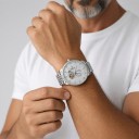 Relojes mecánicos de lujo para hombre con esfera abierta, índices con piedras, caja de 42 mm, acero inoxidable, pulsera plateada 3