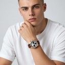 Relojes mecánicos de lujo para hombre Cronógrafo con cuerda manual Correa de cuero Caja de 38 mm Cristal de zafiro Acero inoxidable 316L Tapa 5