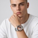 Relojes mecánicos de lujo para hombre Cronógrafo con cuerda manual Tapa transparente Caja de 38 mm Cristal de zafiro Acero inoxidable 316L Pulsera 2
