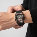 Relojes mecánicos de lujo para hombre Skeleton con mecanismo visible Caja tonneau 42 x 53 mm Resistente al agua 3 ATM Correa de silicona 4
